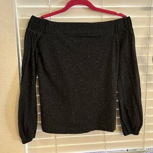 Loft black and silver off the shoulder shirt sz XS